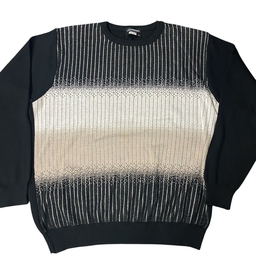 Gionfriddo Black Colorblock Multi Color Striped Made In Italy Sweater Size Large